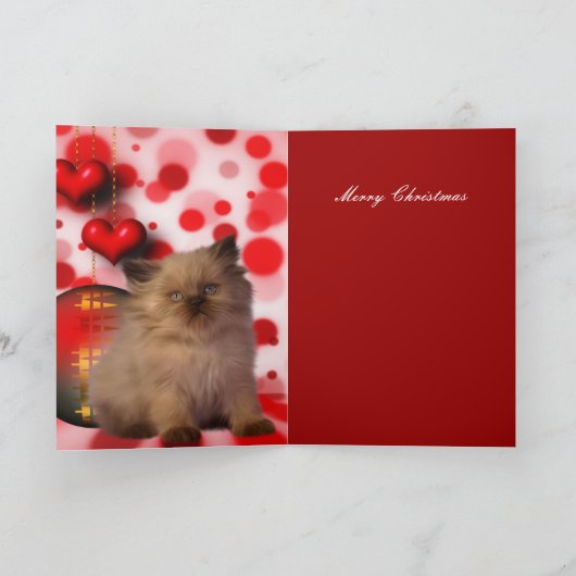 Kaart Kerstmis Kat Pet Harten (Binnen)