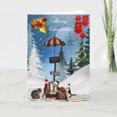 Kaart Kerstmis Katten Pet Sneeuw (Voorkant)