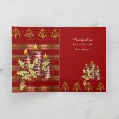 Kaart Kerstmis Kerstkaarsen Rood Goud (Binnen)