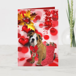 Kaart Kerstmis Xmas Hond Puppy Hartjes