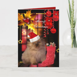Kaart Kerstmis Xmas Kat Hoed