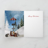 Kaart Kerstmis Xmas Katten Muts Sneeuw (Binnen)