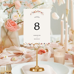 Kaart kleurrijke Floral Wedding Table Number