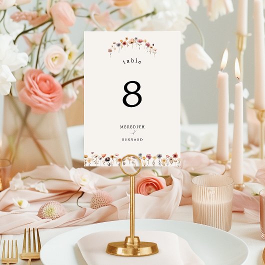 Kaart kleurrijke Floral Wedding Table Number
