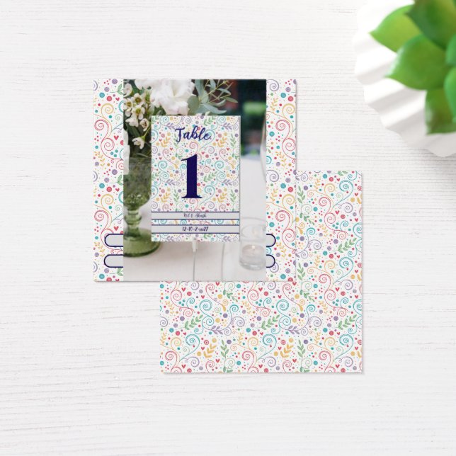 Kaart kleurrijke Floral Wedding Table Number (Bureau)
