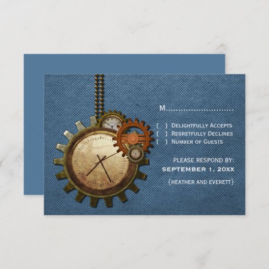 Kaart klok respons, blauw (Voorkant / Achterkant)