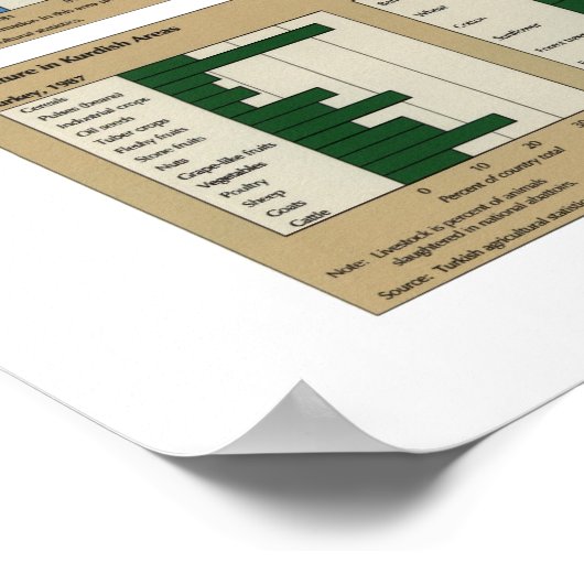 Kaart Koerdische Landen 1992 Poster (Hoek)