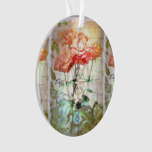 Kaart, kompas, Rozen Ornament (voorkant)