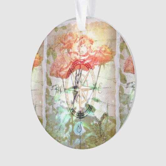 Kaart, kompas, Rozen Ornament (voorkant)