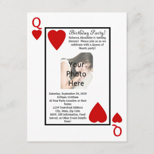 Kaart Koningin Foto Birthday Party Uitnodiging