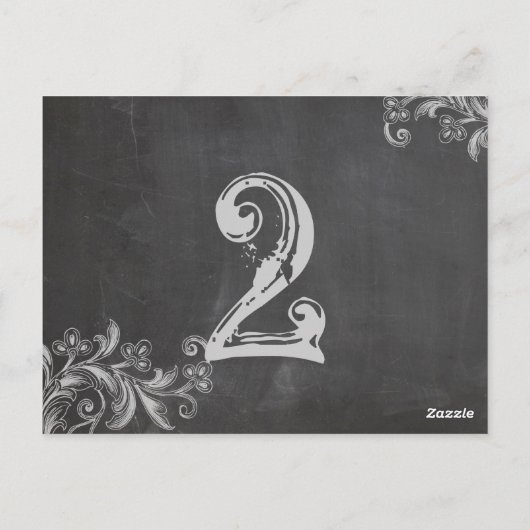 Kaart Koolbord (Floral Table Number) (Achterkant)