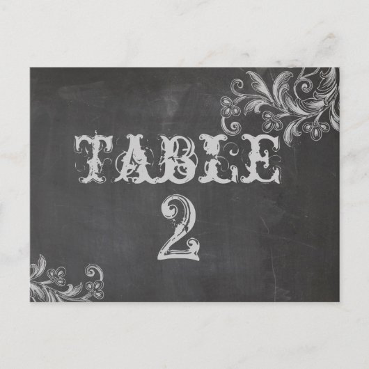 Kaart Koolbord (Floral Table Number) (Voorkant)