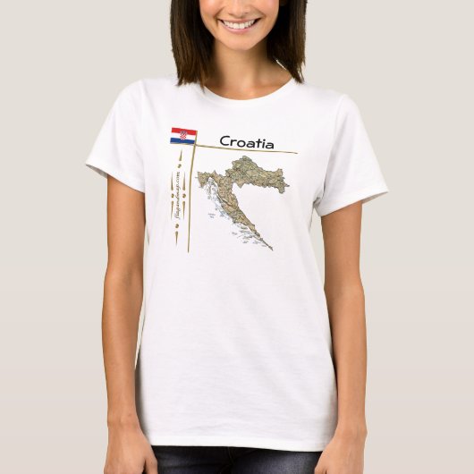 Kaart Kroatië + vlag + titel T-shirt (Voorkant)