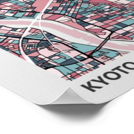 Kaart Kyoto Japan Poster (Hoek)