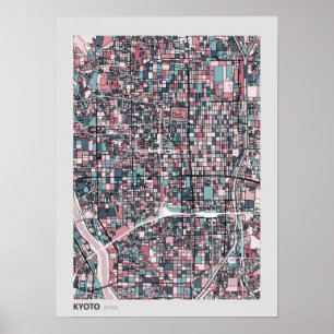 Kaart Kyoto Japan Poster