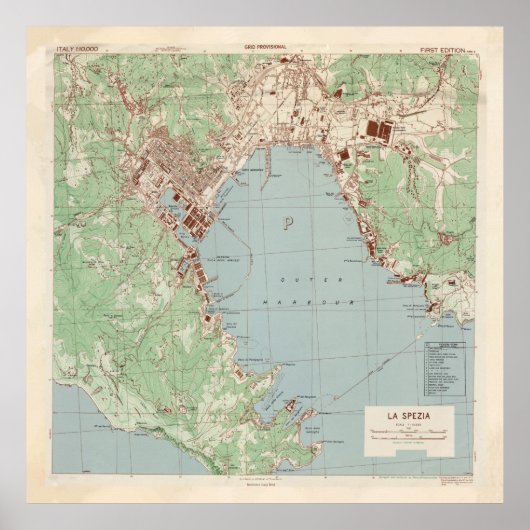  kaart La Spezia Italië (1943) Poster (Voorkant)