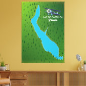 Kaart Lac de Castillon Frankrijk Canvas Afdruk (Insitu (Woonkamer))
