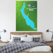 Kaart Lac de Castillon Frankrijk Canvas Afdruk (Insitu (Slaapkamer))