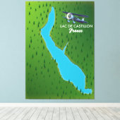 Kaart Lac de Castillon Frankrijk Canvas Afdruk (Insitu (Houten vloer))
