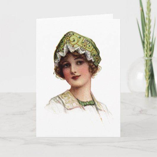 Kaart Lady Bead en Lace Bonnet (Voorkant)