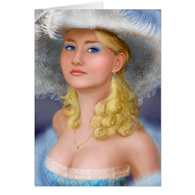 Kaart Lady in blauw (Voorkant)