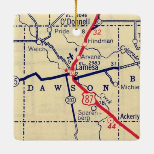 kaart Lamesa TX Keramisch Ornament (Achterkant)