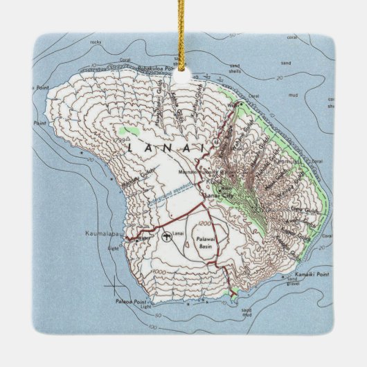  kaart Lanai Hawaii Keramisch Ornament (Achterkant)