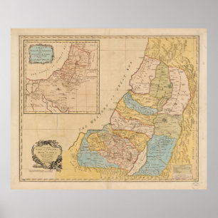 Kaart land Canaan (Heilige Land) (1760) Poster