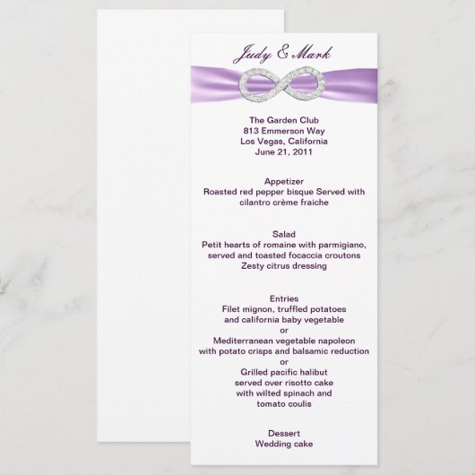 Kaart Lavender Infinity Menu (Voorkant / Achterkant)