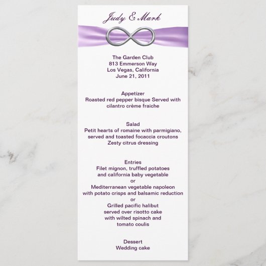 Kaart Lavender Infinity Menu (Voorkant)