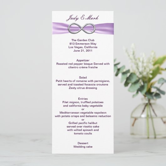 Kaart Lavender Infinity Menu (Staand voorkant)