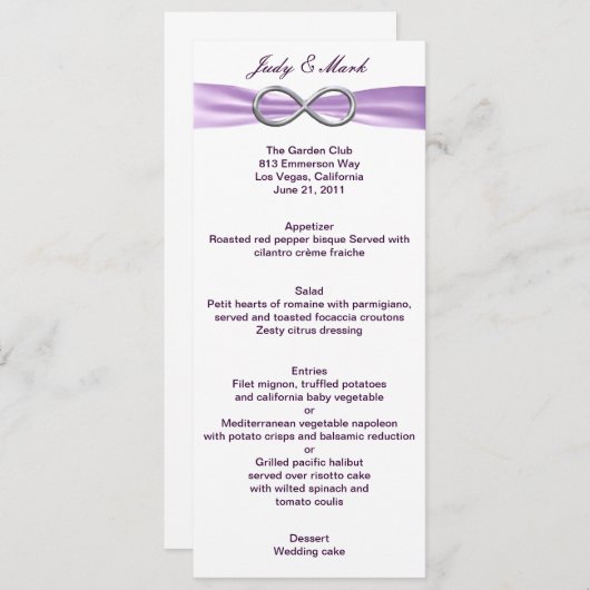 Kaart Lavender Infinity Menu (Voorkant / Achterkant)