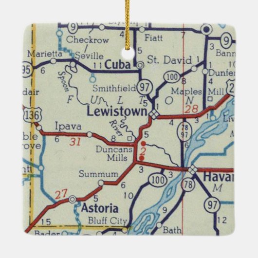  kaart Lewistown IL Keramisch Ornament (Achterkant)