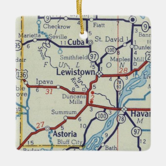  kaart Lewistown IL Keramisch Ornament (Voorkant)