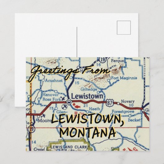  kaart Lewistown Montana (Voorkant / Achterkant)