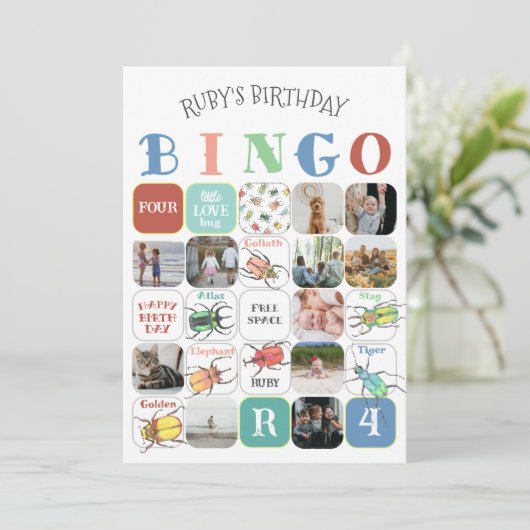 Kaart Liefde Bugs Party Bingo Game (versie 2) (Staand voorkant)