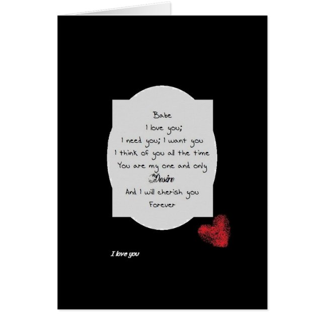 Kaart, liefde, romance, (Voorkant)