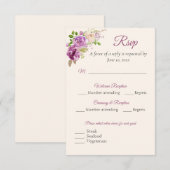 Kaart lila Roos RSVP-respons (Voorkant / Achterkant)