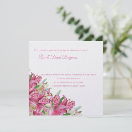 Kaart-Lilies van de Uitnodiging van het Tempelhuwe (Staand voorkant)