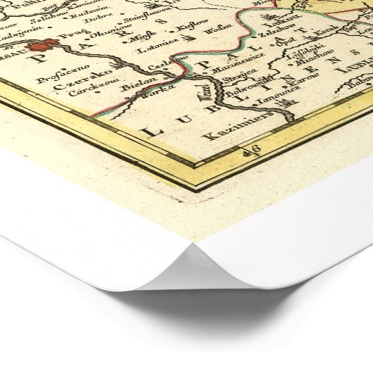 Kaart Litouwen 1750 Poster (Hoek)