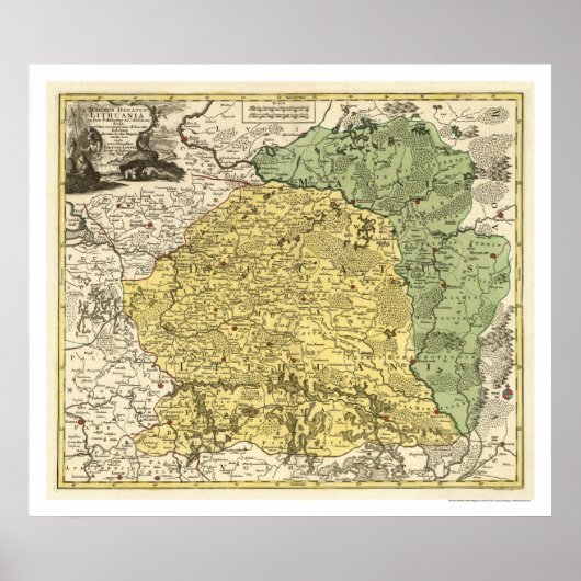 Kaart Litouwen 1750 Poster (Voorkant)