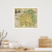 Kaart Litouwen 1750 Poster (Keuken)