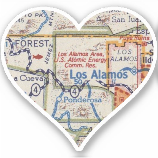  kaart Los Alamos NM Sticker (Voorkant)