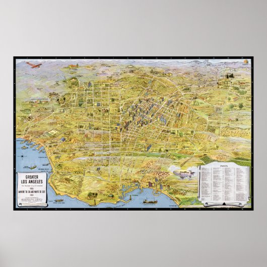  kaart Los Angeles - 1932 Poster (Voorkant)