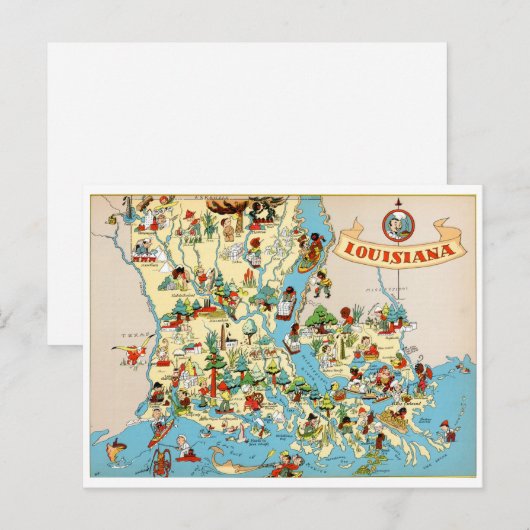  kaart Louisiana (Voorkant / Achterkant)