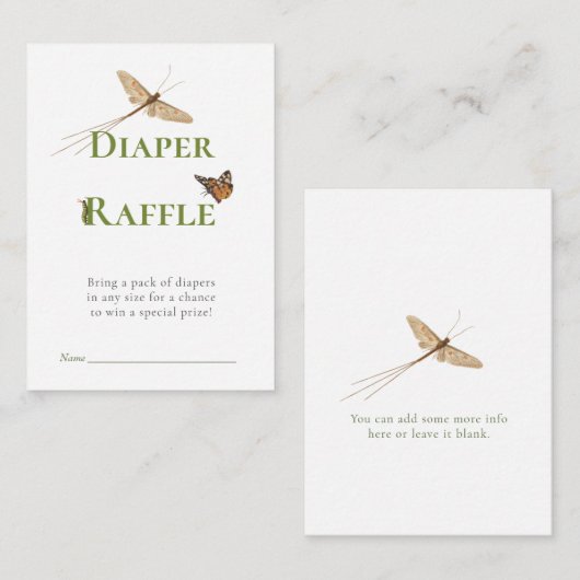 Kaart Love Bug Diaper Raffle Baby shower Insert (Voorkant / Achterkant)