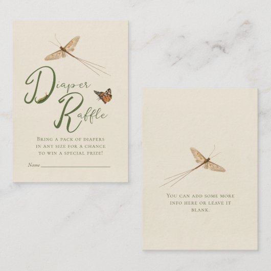 Kaart Love Bug Diaper Raffle Baby shower Insert (Voorkant / Achterkant)