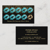 Kaart Loyalty Punch - Blauwgroen blauw glitter (Voorkant / Achterkant)