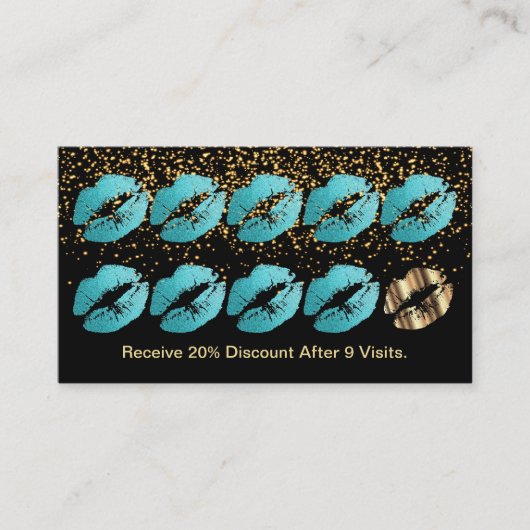 Kaart Loyalty Punch - Blauwgroen blauw glitter (Voorkant)