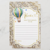  kaart Luchtballon Baby shower Advies Kaart (Voorkant / Achterkant)